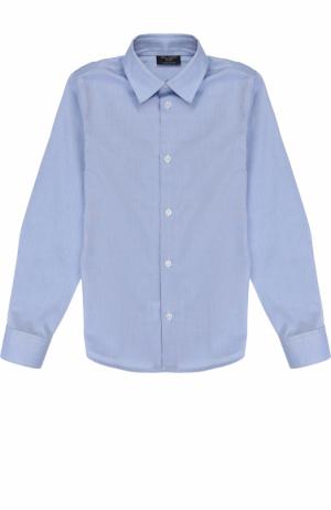 Хлопковая рубашка прямого кроя Dal Lago. Цвет: темно-синий