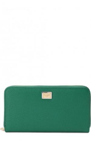 Кожаное портмоне с тиснением Dauphine Dolce & Gabbana. Цвет: зеленый