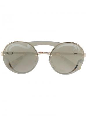 Объемные солнцезащитные очки Prada Eyewear. Цвет: металлический