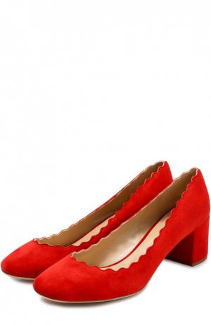 Замшевые туфли Lauren с фигурным вырезом Chloé. Цвет: красный