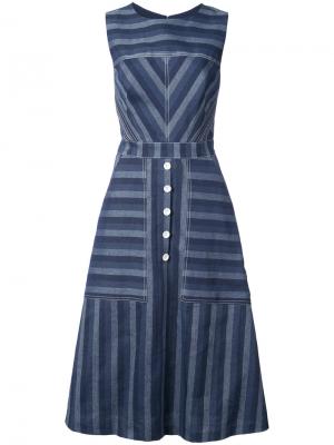 Полосатое джинсовое платье Carolina Herrera. Цвет: синий