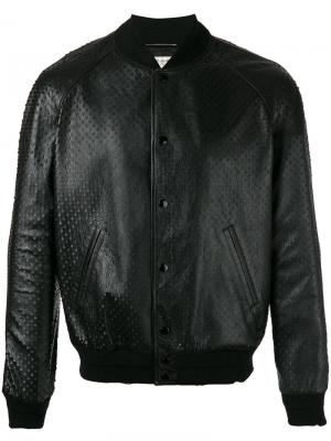 Фактурная куртка-бомбер Saint Laurent. Цвет: чёрный