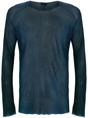Прозрачная футболка с длинными рукавами Avant Toi. Цвет: синий
