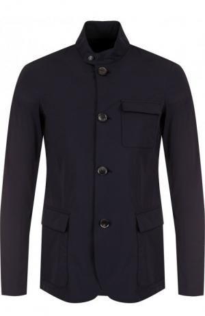 Приталенная куртка на пуговицах с воротником-стойкой Emporio Armani. Цвет: темно-синий