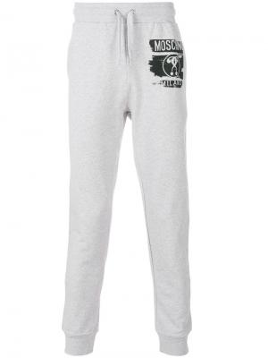 Спортивные брюки с принтом-логотипом Moschino. Цвет: серый