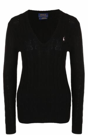 Пуловер фактурной вязки с V-образным вырезом Polo Ralph Lauren. Цвет: черный