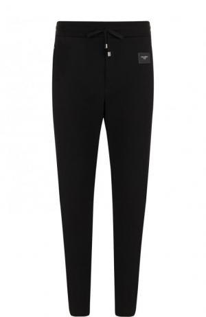Хлопковые брюки и поясом на кулиске Dolce & Gabbana. Цвет: черный