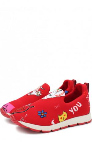 Текстильные кроссовки без шнуровки Dolce & Gabbana. Цвет: красный