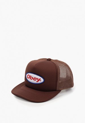 Бейсболка Obey. Цвет: коричневый