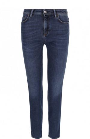 Укороченные джинсы прямого кроя с потертостями Acne Studios. Цвет: синий