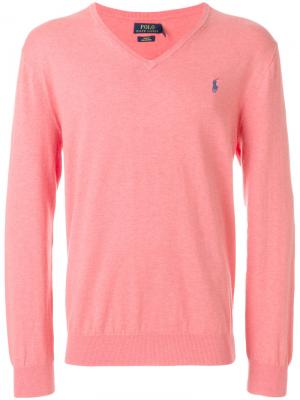 Classic V-neck pullover Polo Ralph Lauren. Цвет: розовый и фиолетовый