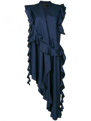 Асимметричное платье с оборками Erika Cavallini. Цвет: синий