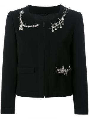Пиджак декорированный кристаллами Boutique Moschino. Цвет: чёрный