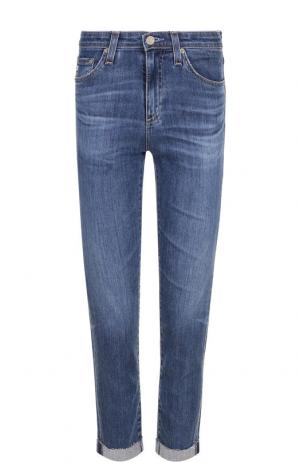Укороченные джинсы с потертостями и отворотами Ag. Цвет: синий