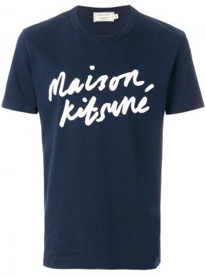 Футболка с принтом логотипа Maison Kitsuné. Цвет: синий