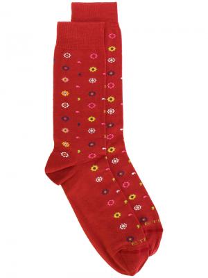 Носки с цветочным узором Etro. Цвет: красный