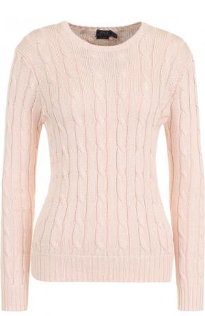 Пуловер фактурной вязки с логотипом бренда Polo Ralph Lauren. Цвет: розовый