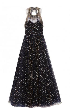 Приталенное платье-макси с открытой спиной Jenny Packham. Цвет: темно-синий