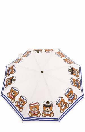 Складной зонт Moschino. Цвет: белый