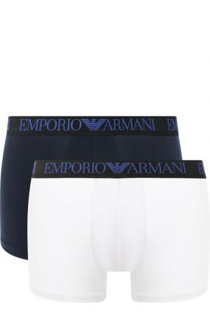 Комплект из двух хлопковых боксеров с широкой резинкой Emporio Armani. Цвет: белый