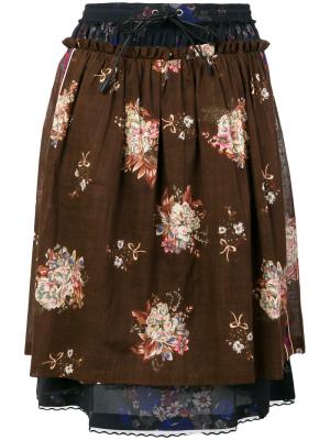 Многослойная юбка с цветочным принтом Coach. Цвет: многоцветный