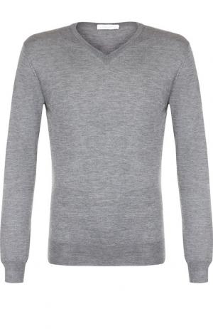 Однотонный пуловер из смеси кашемира с шелком Cruciani. Цвет: серый
