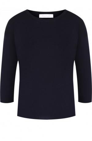 Однотонный шерстяной пуловер с укороченным рукавом Cruciani. Цвет: темно-синий
