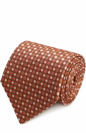 Шелковый галстук с узором Ermenegildo Zegna. Цвет: оранжевый