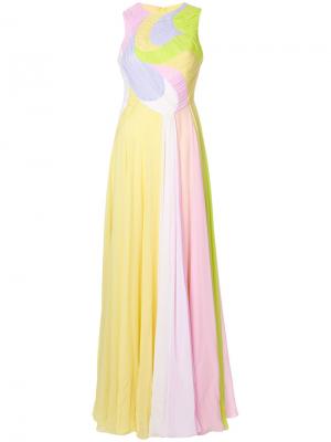 Длинное платье дизайна колор-блок Emilio Pucci. Цвет: жёлтый и оранжевый