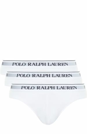 Комплект из трех хлопковых брифов с широкой резинкой Polo Ralph Lauren. Цвет: белый