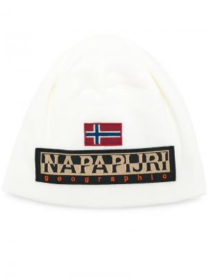 Вязаная шапка с логотипом Napapijri. Цвет: телесный