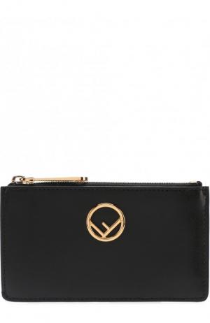 Кожаный футляр для кредитных карт с отделением на молнии Fendi. Цвет: черный