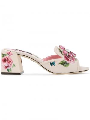 Босоножки на каблуках-столбиках Dolce & Gabbana. Цвет: розовый и фиолетовый