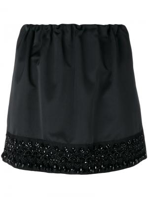 Мини-юбка с вышивкой бусинами Nº21. Цвет: чёрный