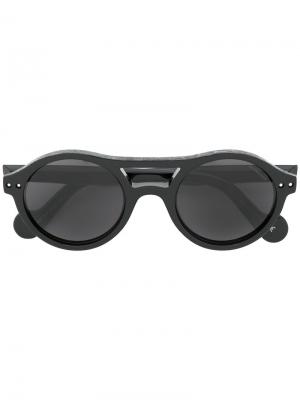 Солнцезащитные очки в круглой оправе Moncler Eyewear. Цвет: чёрный