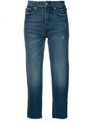 Укороченные джинсы с необработанными краями Levis Levi's. Цвет: синий