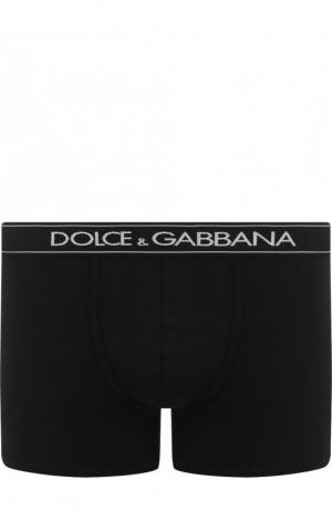 Хлопковые боксеры с широкой резинкой Dolce & Gabbana. Цвет: черный