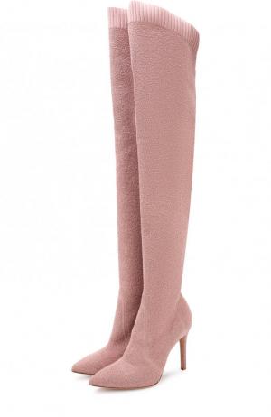 Текстильные ботфорты Fiona 105 на шпильке Gianvito Rossi. Цвет: светло-розовый