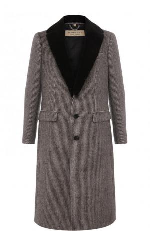 Однобортное шерстяное пальто с меховой отделкой воротника Burberry. Цвет: коричневый