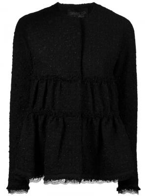 Твидовый пиджак с оборками Giambattista Valli. Цвет: чёрный