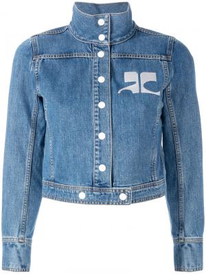 Джинсовая куртка с вышитым логотипом Courrèges. Цвет: синий