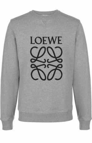 Хлопковый свитшот с логотипом бренда Loewe. Цвет: серый