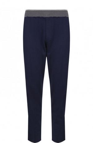Хлопковые брюки прямого кроя с поясом на резинке Ermenegildo Zegna. Цвет: синий