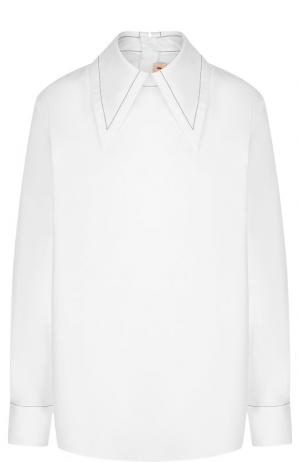 Хлопковая блуза с отложным воротником Marni. Цвет: белый