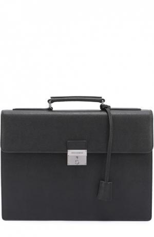 Кожаный портфель Ufficio с замком Dolce & Gabbana. Цвет: черный