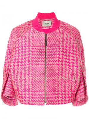 Куртка-бомбер в клетку Fendi. Цвет: розовый и фиолетовый
