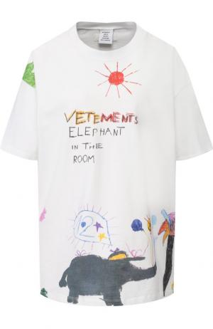 Хлопковая футболка с принтом Vetements. Цвет: белый