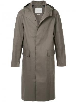 Пальто с капюшоном на пуговицах Mackintosh. Цвет: серый
