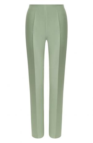 Однотонные брюки из смеси шелка и шерсти Valentino. Цвет: светло-зеленый