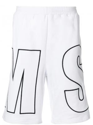 Спортивные шорты с принтом-логотипом MSGM. Цвет: белый